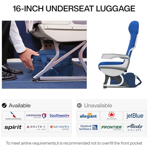 Hanke Softside Underseat Carry On Luggage with Wheels,Travel Luggage Rolling Bag Small Suitcase，Blue, Underseater 16-Inch2