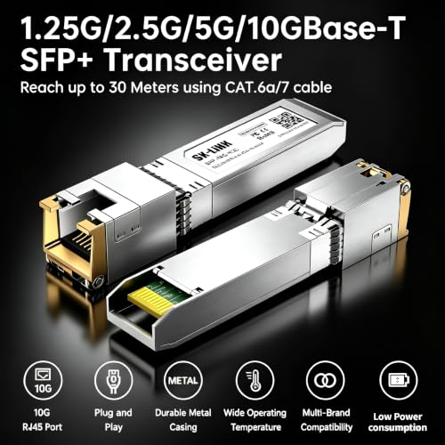 Image of 10GBase-T SFP+ to RJ45 Transceiver 10G Copper SFP Module Up to 30m