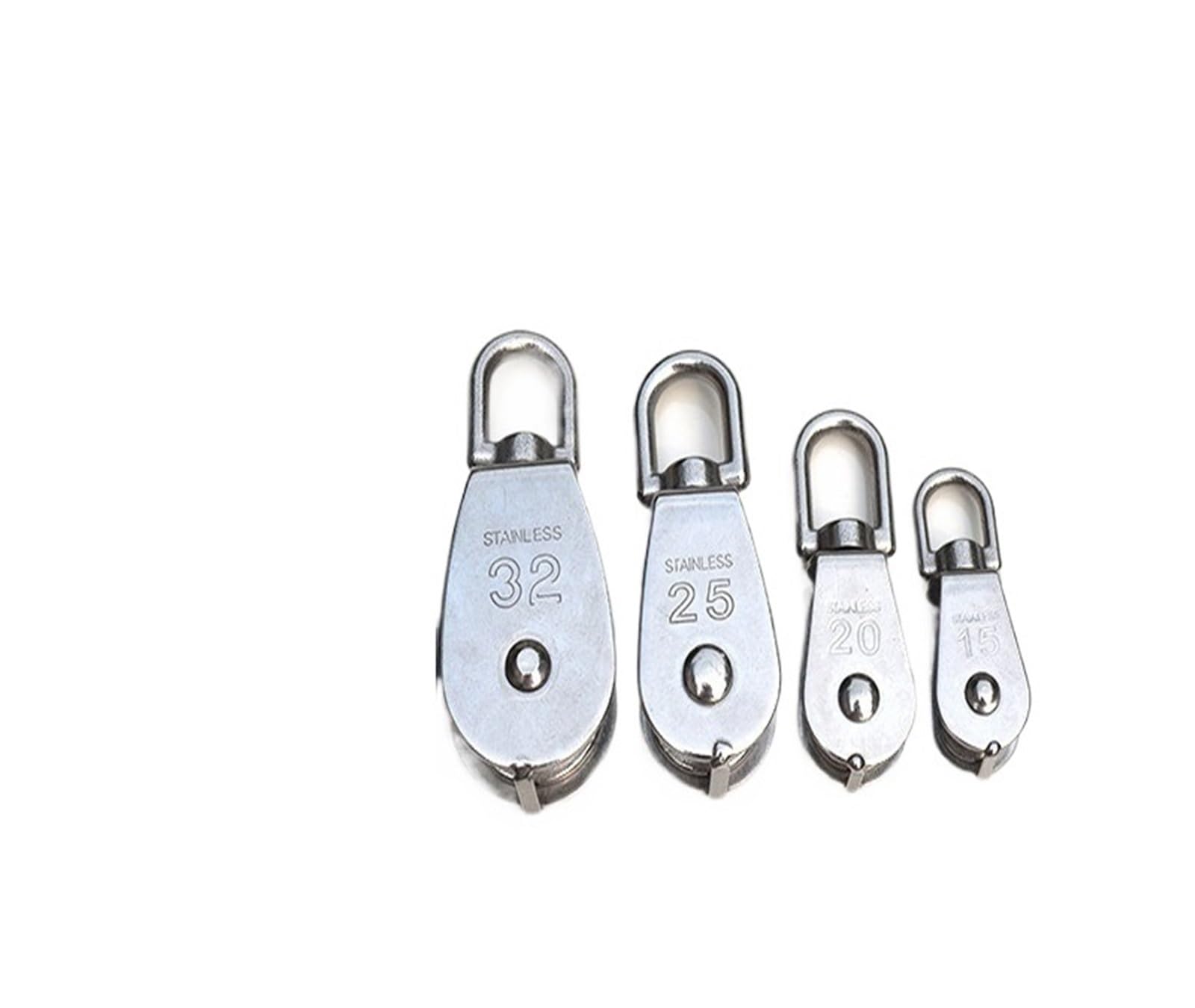 1 PCS M15/M20/M32M/25/M50/M75 Single Swivel 304 Stainless Steel Double Sheave Wire Rope Pulley Block Chain Traction Wheel(M15)
