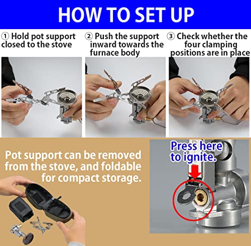 CAMPINGMOON Canister Top Stove Portable Compact Foldable w/Micro Regulator w/4Flex w/igniter XD-2F - Thumbnail 5