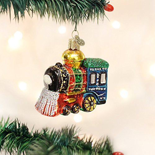 Old World Christmas Kleine Lokomotive aus Glas für Weihnachtsbaum, handgefertigte Urlaubsdekoration, Transportsammlung – Ansicht 2