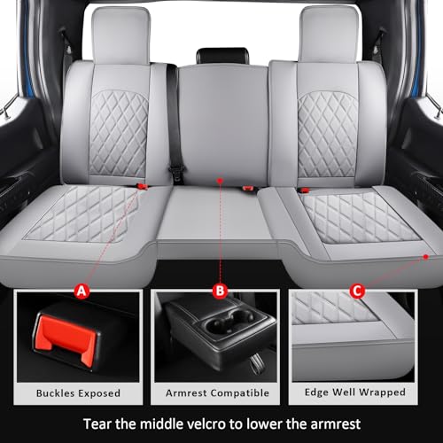 Image of MIROZO Seat Covers Full Set Gray for 2009-2026 Dodge Ram 1500 /2500 /3500 | Leather Ram Seat Cover,Waterproof Truck Seat Covers,Gray Seat Cover,Heavy Duty Seat Cushion With Split Curved Bench 40 /60
