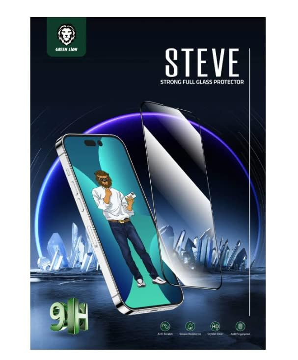 Green Lion9H Steve Strong Full Glass Screen Protector for iPhone 12 Pro Max, Clear