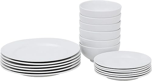 Miniatura 3 de Smartxchoices Juego de vajilla blanca de 18 piezas para 6, platos, juegos de cuencos