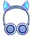 Produktbild LIMSON Drahtlose Bluetooth-Kopfhörer über Ohr, Faltbare Nachladbare Katze-Ohr-Headsets mit Mic LED-Licht-Glühenden Kind-Headphones Compatible für Mobiltelefone, iPad, iPhone, Laptop, Computer (Weiß)