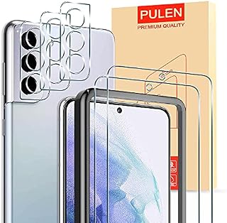PULEN for Samsung Galaxy S21 FE 5G, Screen Protector & Camera Protector & Alignment Frame, Tempered Glass Film, 2+3+1 Packs (6.4 Inch)