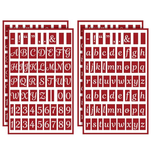 Forrafun 4 Pcs Glass Etching Stencils, Capital Alphabet, Numbers