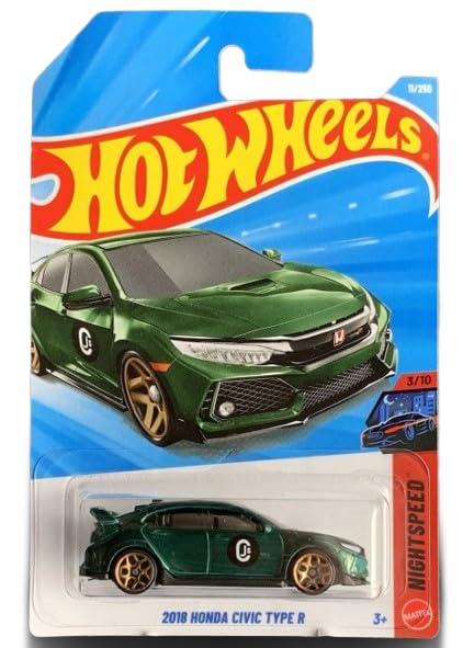 Hot Wheels 2018 Honda Civic Type R [Green] Night Speed 3/10, 11/250-1:64 Scale Diecast Toy Vehicle
