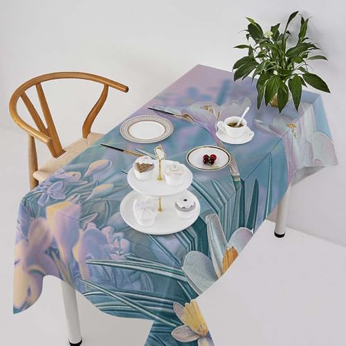 Nappe rectangulaire résistante aux taches 140x279 bleu pêche pour décoration