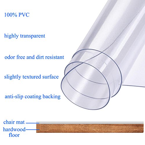 Office Chair Mat for Hardwood Floor by Somolux Computer Desk Swivel Chair PVC Plastic Mat Clear Oversized and Rolling Delivery, Protect Hard Flooring in Home and Office 48 x 36 inches Rectangle