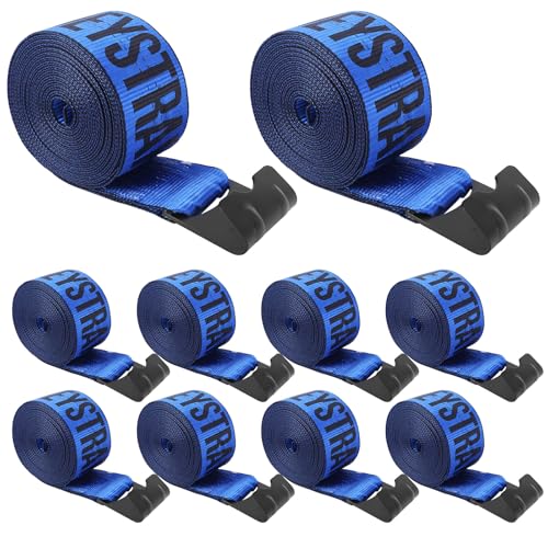 4 Inch Flat Hook Truck Straps Heavy Duty 30 FT - 6000LB Working Load Winch Strap & Tree Saver 18000LB Break Strength Tie Downs for Flatbed Trailers and Off-Road Recovery (10 Pcs)