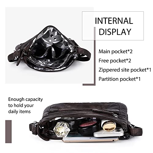 Image of Angelkiss Small Womens Crossbody Bag Leather Shoulder Purse for Women Hobo Bag with Adjustable Shoulder Strap