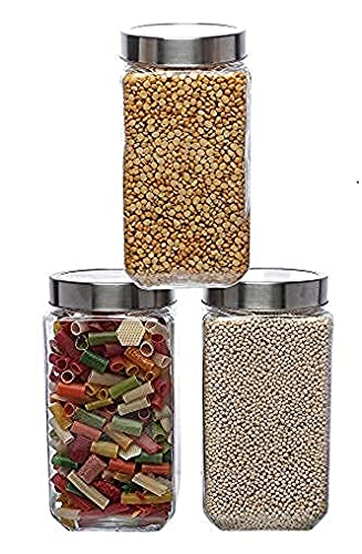 Image of PRAMUKH FASHION Glass Jar And Container (1800Ml) With Rust Proof Air Tight Lid 2 Liter For Kitchen Storage Pickle Jar Round Glass Jar Sauce Jar Jam Jar Pack Of (2), Multicolor