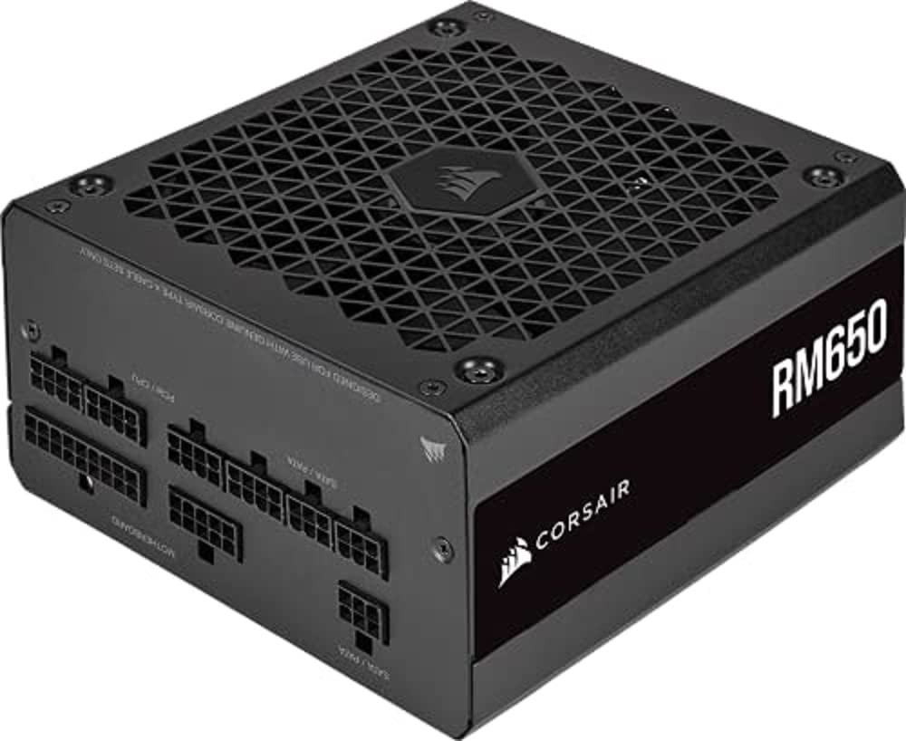 CorsairRM650 (2021), RM Series, 650 Watt 80 Plus Gold Fully Modular ATX Power Supply (Dual EPS12V Connectors, Low-Noise Operation, Zero RPM Fan Mode, 105°C Capacitors, Modern Standby) Black