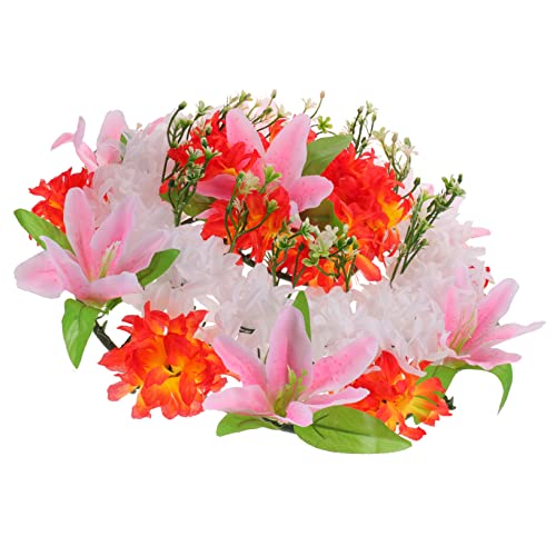 ULTECHNOVO Corona Commemorativa per Cimitero Corona di Fiori Artificiali per Tomba di Materiali di Semplice e Resistente Aspetto Realistico Non Appassisce Mai Facile da Curare Adatto