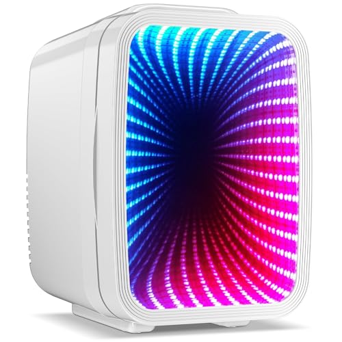 LIGIANT MF01C Mini Kühlschrank mit 7 Lichtmodi & Blinkendem Marquee-Effekt, Leise...