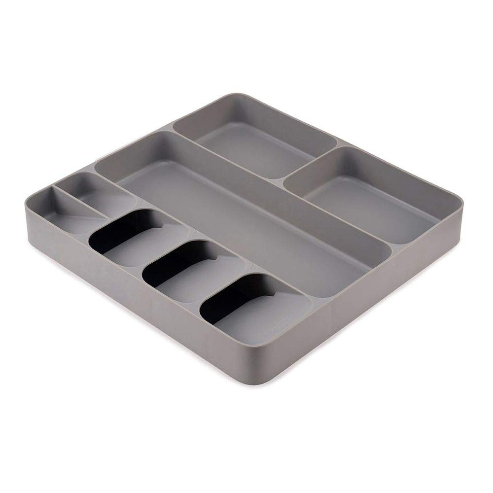 Photo 1 of **MINOR DAMAGE** Joseph Joseph DrawerStore Kitchen Drawer Organizer Tray for Cutlery Utensils and Gadgets, Gray, 15.6 x 15.1 x 2.1 Inches One-size Gray *Crack in lower left pocket*