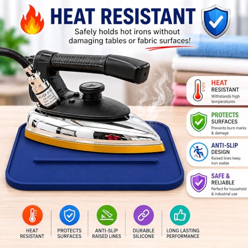 Image of ZENITH Steam Iron Protective Rest Pad, Felt pad, Heat Resistant Iron Tray Mat, 22.5 x 15 cm,Suitable for all types of Household and Industrial Irons like silver star ES 300L etc. Blue (1pc)