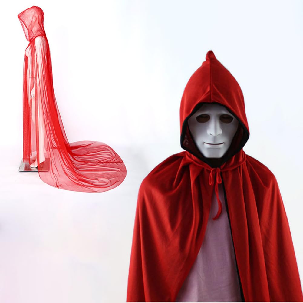 Brokatowa peleryna z kapturem, długa peleryna z kapturem, tiulowa, płaszcz czarownicy, peleryna wampira, unisex, peleryna na Halloween, kostium dla dorosłych, dzieci, karnawał, Cosplay