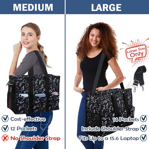 Image of Nurse Bags for Work Nursing Bag Multiple Pockets Waterproof Organizing Zip Top Clinical Bag for Nursing Students Home Health