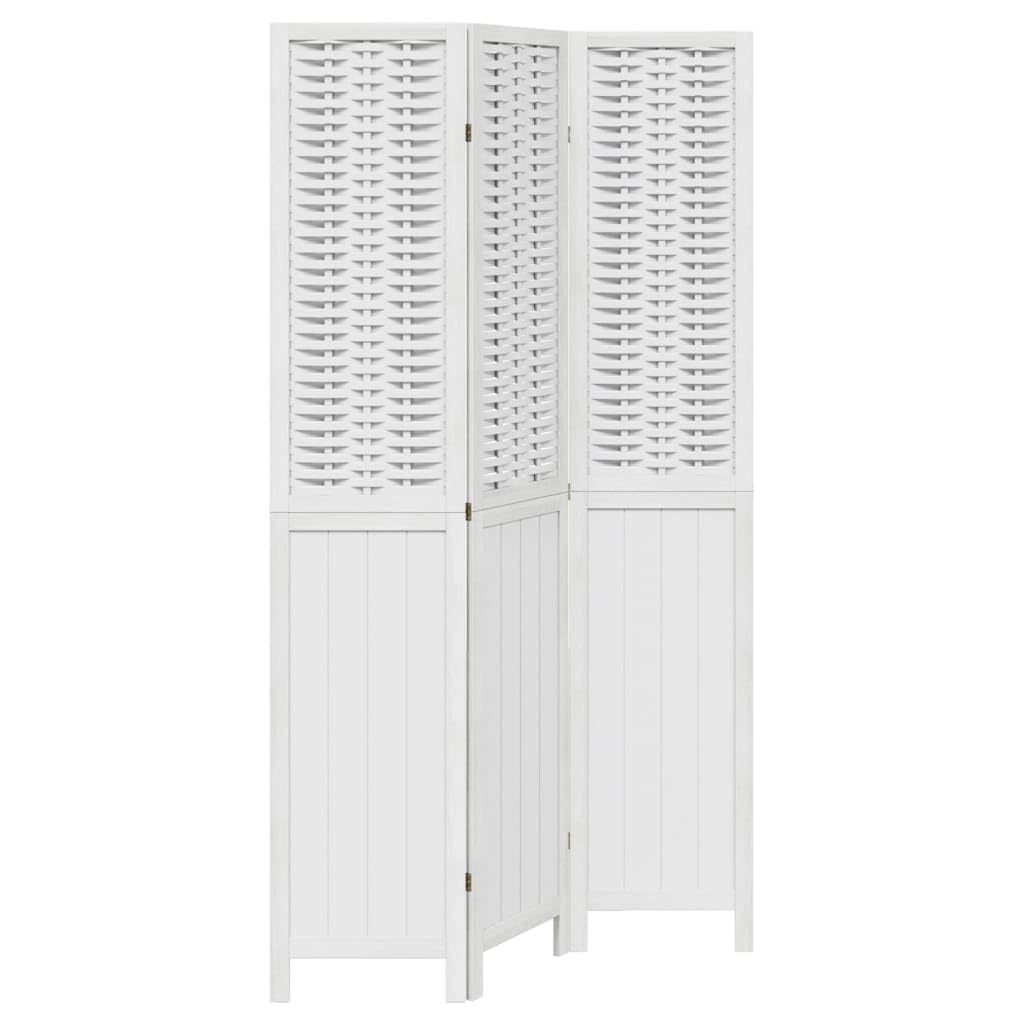 vidaXL Room Divider, Privacy Screen for Indoor Home Bedroom Living Room, Screen Privacy Panel with 3 Panels, White Solid Wood Paulownia