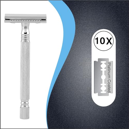 Image of Pearl Shaving Double Edge Close Comb Safety Razor (SS-01) with Stand - Best Shaving for Men | Classic & Traditional shaving Kit for Men | Premium Blade Razors for Rakshabandhan Gift Option