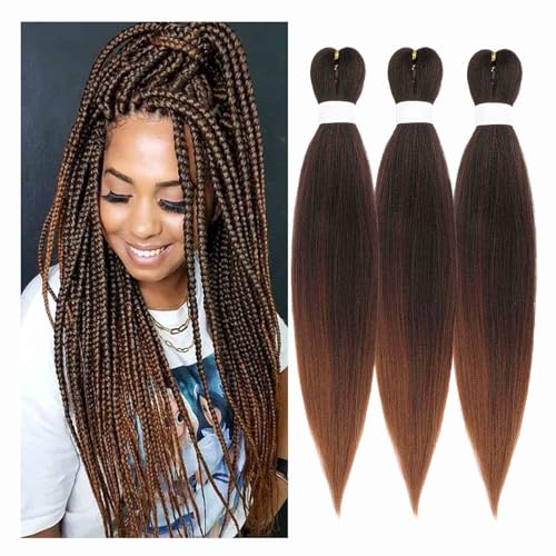 Pre Stretched Braiding Hair Extensions - 3 Pcs Professional Ombre...