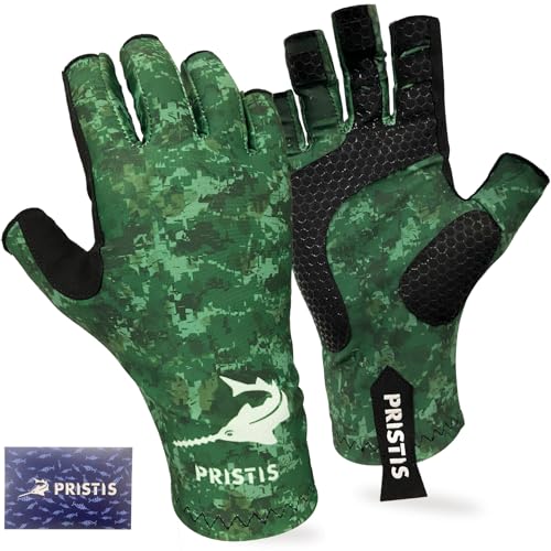 Pristis Half-Finger Fishing Gloves, UPF 50+...