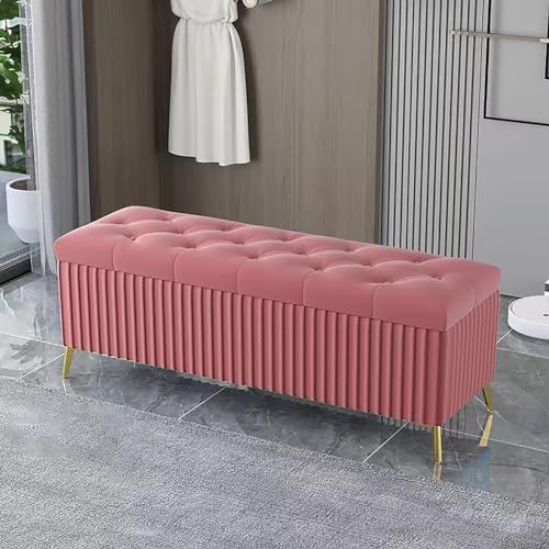 Banc de rangement en velours vert et base dorée pour entrée moderne - 2