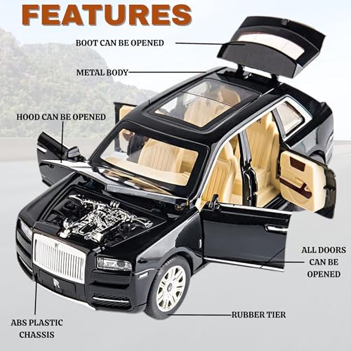 Image of GRAPHENE 1:22 Scale Diecast Metal Smoke Car Rolls-Royace Cullinan RC Car Openable Door Light & Spray Effect Model Remote Control Toy Car Gifts Mist Toys for 3-10 Years Kids Boy Girl