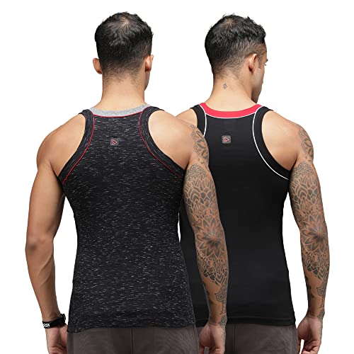 Image of sporto Men's Round Neck Solid Vest, 100% Super Combed Cotton, Ultra Light, Sleeveless - Combo Pack