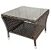 Produktbild Eleganter Polyrattan Beistelltisch mit Tischglasplatte und Ablagefläche, 50x50cm - Braun - Gartentisch Teetisch Gartenmöbel Rattanmöbel