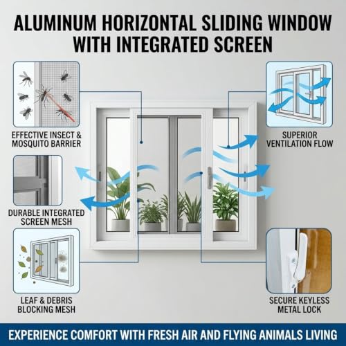 Ventana de sótano de aluminio con mosquitera para evitar humedad y plagas 3