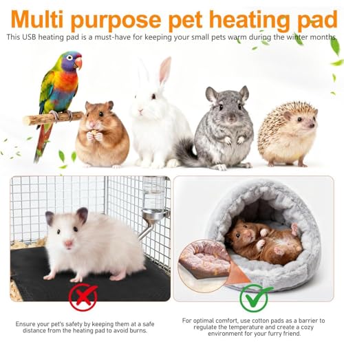 Zegaqae Coussin Chauffant pour Animaux De Compagnie | 26x26cm USB Tapis Thermique Tapis en Peluche pour Chien, Chat, pour Dormir, Extérieur, Cage, Salon, Voiture, Voyage – vue 5