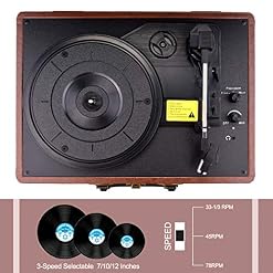 VOKSUN Platine Disque, Bluetooth Tourne Disque Rétro Portable avec 2 Haut-parleurs Stéréo Intégrés, 3 Vitesses 33/45/78… - Les Beatles, Paul McCartney, John Lennon, RIngo Starr, George Harrison VOKSUN Platine Disque, Bluetooth Tourne Disque Rétro Portable avec 2 Haut-parleurs Stéréo Intégrés, 3 Vitesses 33/45/78… – Image 3