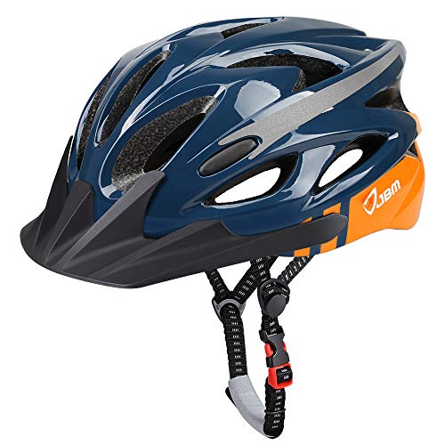 JBM Adult Cycling Bike Helmet Specialized for Mens Womens Safety Protection Red/Blue/Yellow (Dark Blue & Orange, Adult)