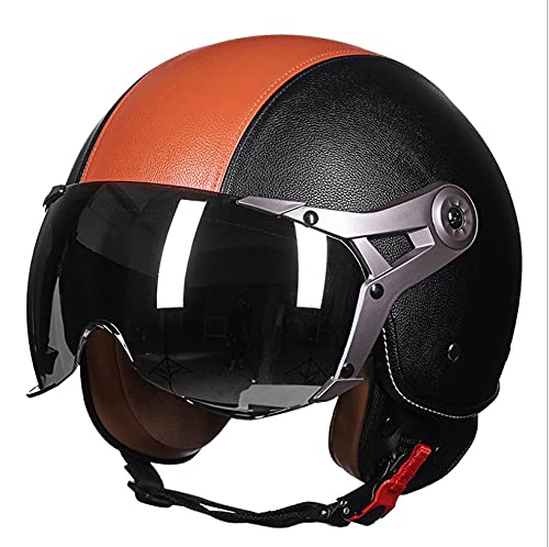Ever TA Men Women Retro Motorcycle Half Shell Helmet, German Style Small Baseball Cap Helmet DOT Approved Vintage Open Face Jet Helmet For Motorbike Cruiser Scooter Chopper ATV