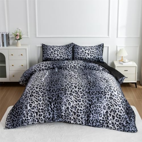Leopard Print Microfiber Comforter Set - Queen Size Bedding - Image 2