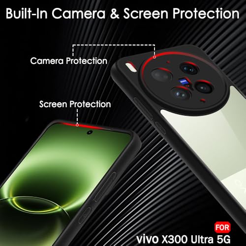Image of TheGiftKart Hybrid Shockproof Back Cover Case for Vivo X300 Ultra 5G | Camera Protection Module | Hard Back Cover Case for Vivo X300 Ultra 5G (PC & TPU, Transparent Clear Back, Black Sides)