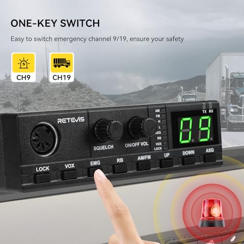 Image of Retevis MB2 40-Channel AM /FM CB Radio Kit, Long Range Radio with Antenna for Trucker Stop, Emergency Channel 9 /19, VOX, Easy to Use, with Cigarette Lighter Fixed-Mount