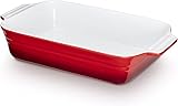 KHG Auflaufform groß 40 cm mit 3 Liter in Rot für 4-6 Personen | Ofenform aus Keramik Steingut rechteckig & kratzfest | Backform für Lasagne Tiramisu Aufläufe & mehr 40 cm Rot