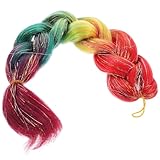 CHICAMPERA Kunsthaar Flechthaar Extensions Regenbogen Jumbo Zöpfe mit Glitzer für Cosplay Fotoshootings und Kneipenbesuche Schnelle Installation