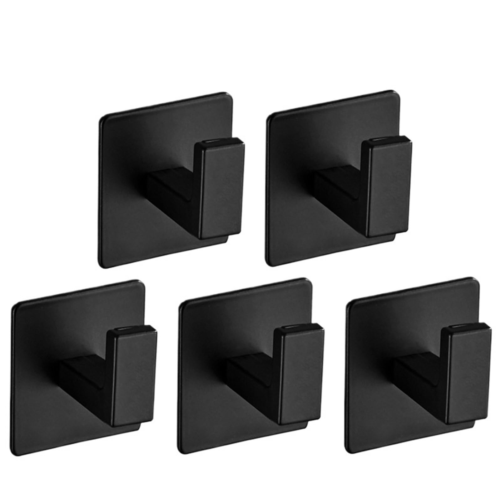 Ryqzhhy Black-5Pcs Coat Hooks 1-6Pcs Self Adhesive Wall Hooks Hanging Holder For Keys Robe Towel Kitchen Bathroom Use(Black-5Pcs)