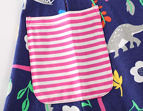 Image of Bleubell Girls Dinosaur Dress Fun Printed for Toddlers Tweens 2-12Y