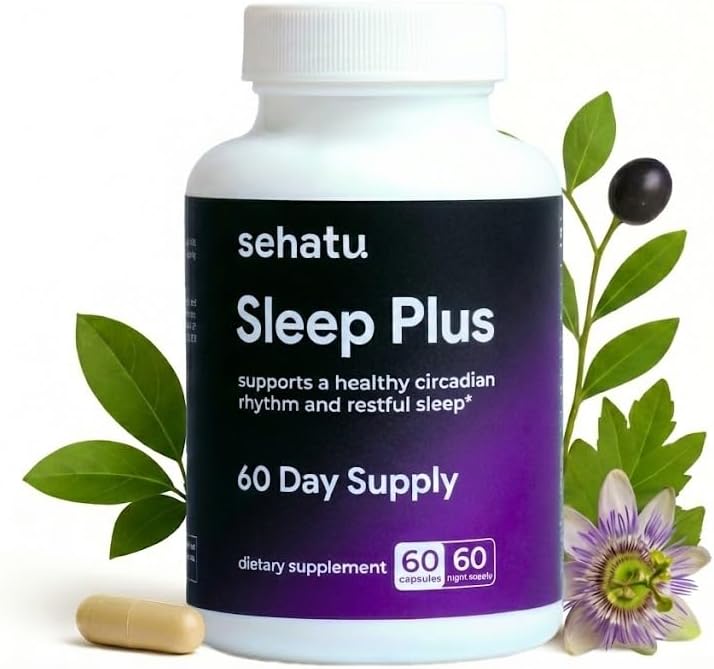 Sleep Plus Supplement | with Melatonin, GABA, Ashwagandha, 5-HTP | for Men and Women Seeking a Healthy Sleep-Wake Schedule and A Relaxed Mood | 60 Count | 60 Day Supply