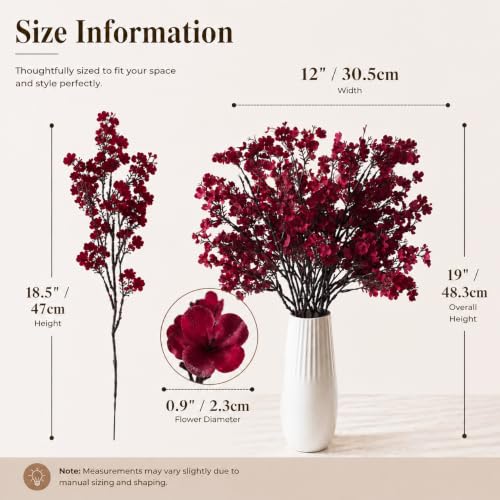 Image of Mandy's 6 Bundles Artificial Burgundy Baby's Breath Flowers