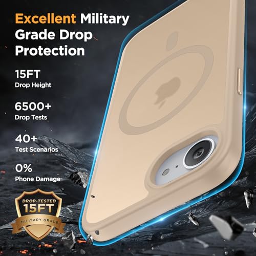 Image of Miracase for iPhone 16e case & iPhone 17e Case for MagSafe [with 2x9H+ Screen Protectors] TOP Military-Grade Protection Shockproof with Velvet Touch for iPhone 16e /17e Phone Case 6.1 inch, Matte Beige