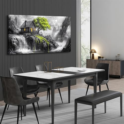 ERQINHUA Large Canvas Wall Art For Living Room Large Wall Decor For Bedroom Office Black And White Wall Painting Decor Green Tree Landscape Picture Artwork Modern Home Decor Ready To Hang 30"X60"