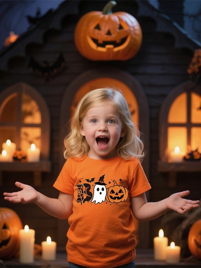 Toddler Boys Girls Kids Spooky Holiday T-Shirt Excavator Pumpkin Short Sleeve Party Tops Size 2-7t - Image 3