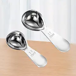 Pacote com 2 colheres medidoras de café, 15 ml/30 ml com marcações a laser transparentes, adequadas para café, açúcar, pó e uso na cozinha